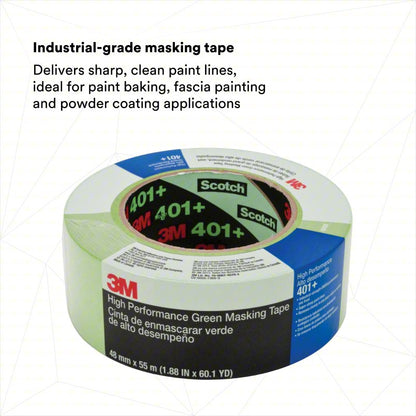 3M 405-051115-64763 | 401+ High Performance Green Masking Tape, 48 mm x 55 m